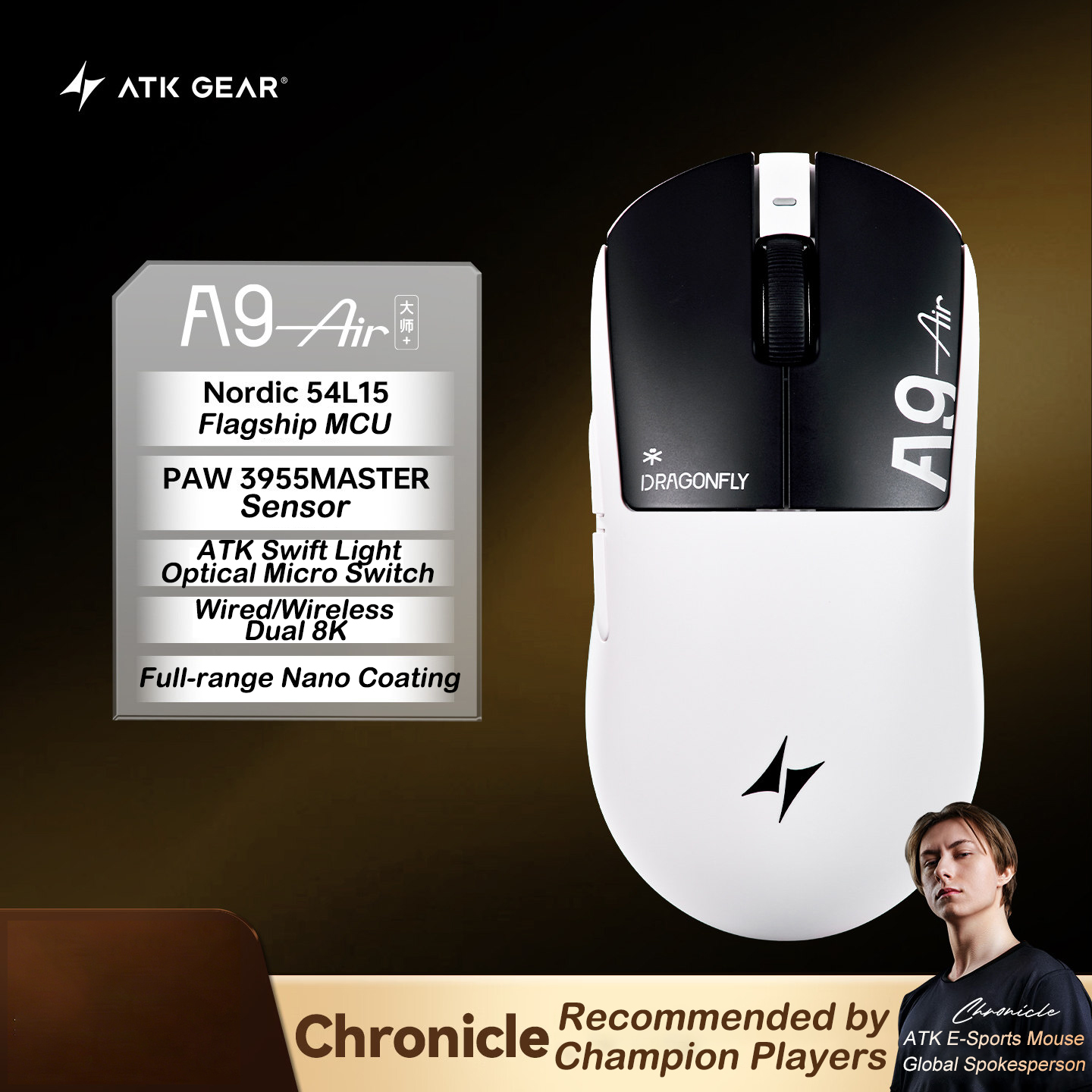 Ultimate Esports Gaming - Souris de jeu ATK A9 Air