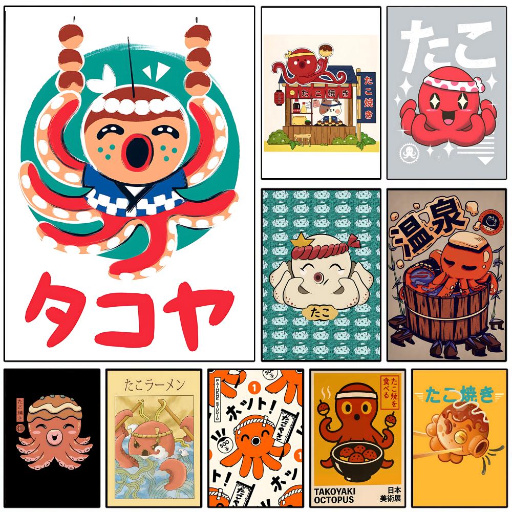 Esports Gaming Wallpaper - Affiche murale mignonne Takoyaki, autocollante, imperméable,