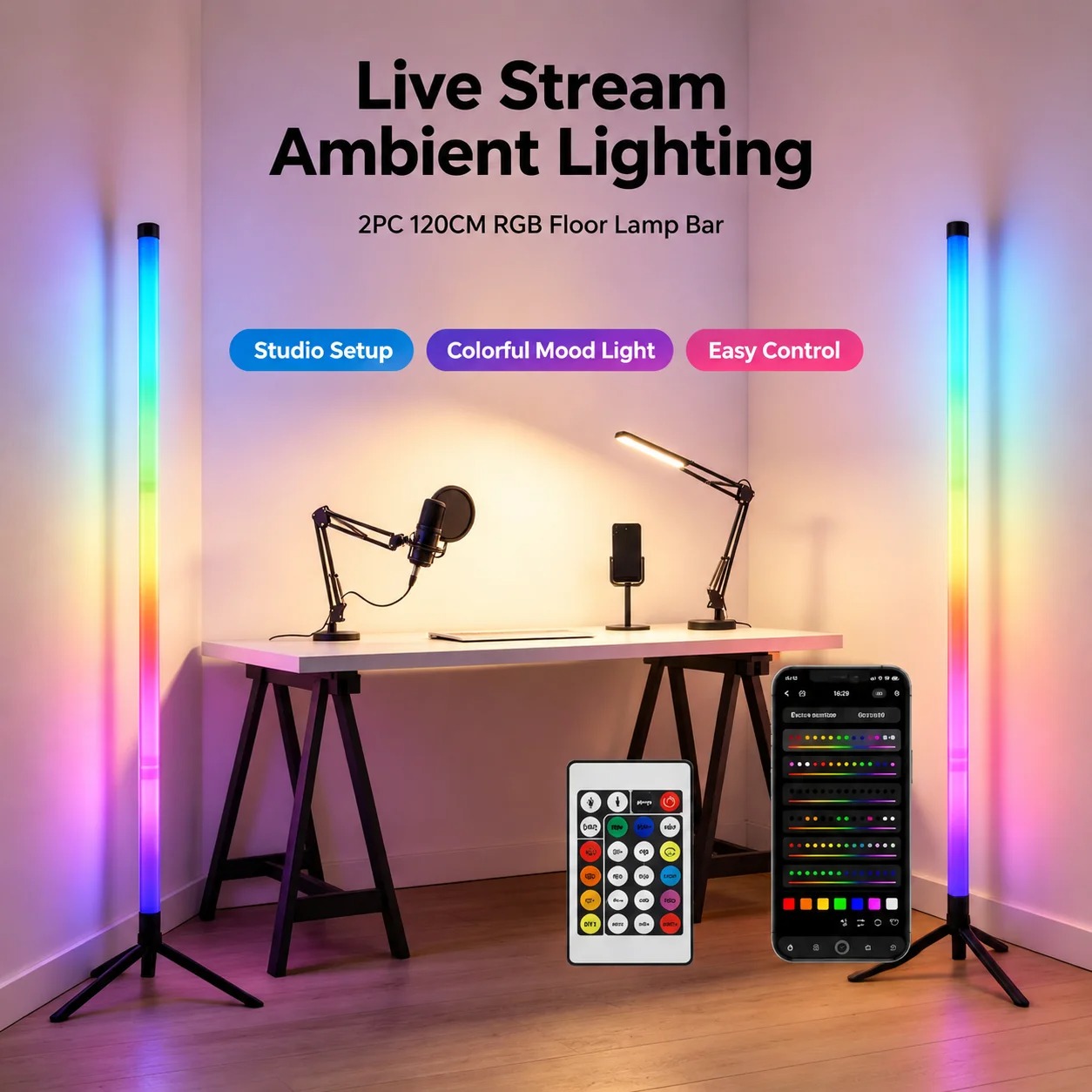 Lampe d'angle au sol RGB de 12 - Esports Gaming Setup avis et prix