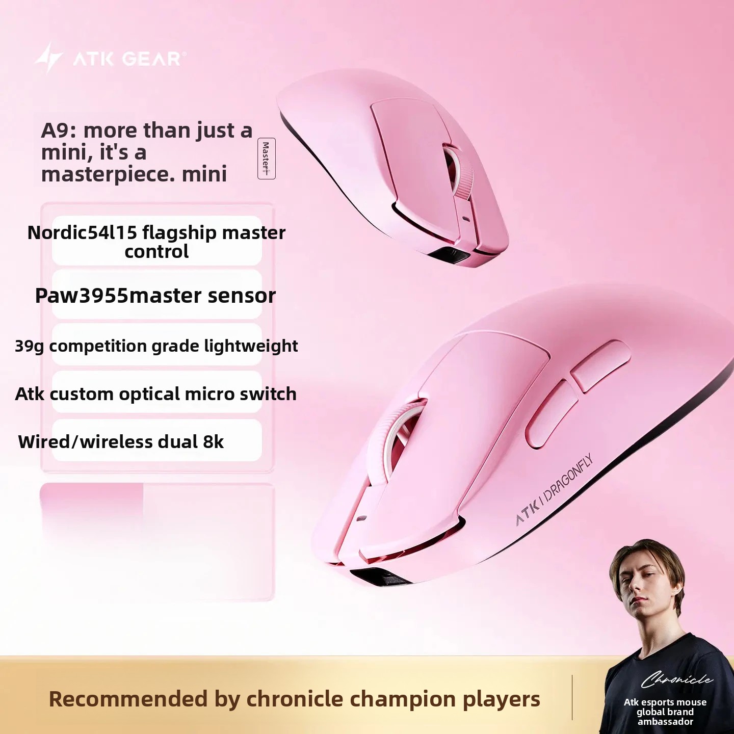 Souris de jeu ATK Dragonfly A9 - Ultimate Esports Gaming avis et prix